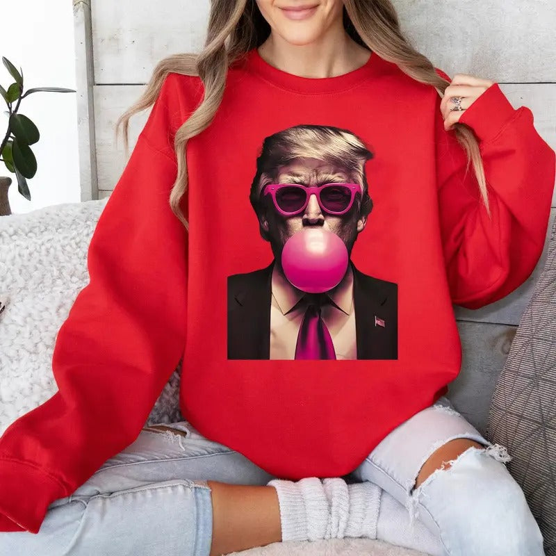 Trump Pink Bubblegum Graphic Sweatshirt, Trump, President, Republican Sweatshirt Unisex, Trump Christmas, Christmas...
