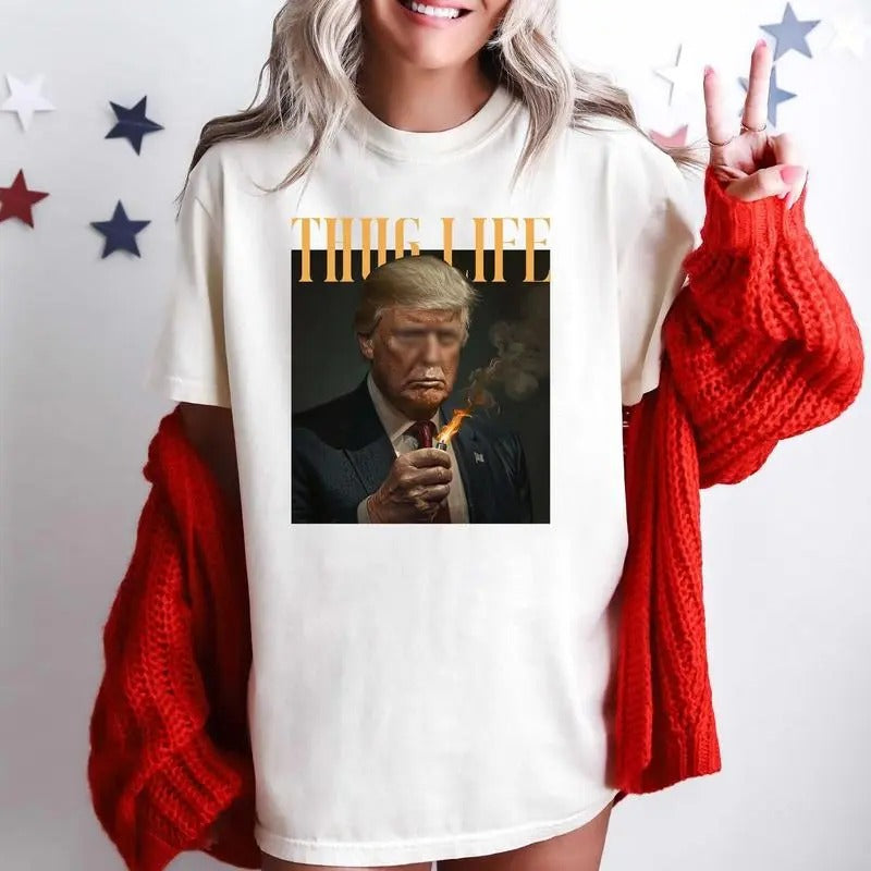 Trump Thug Life Funny Trending Shirt, Man I Love Felon Shirt, Man Wear Hoodie, Sweatshirt | RetroVerseTees.com