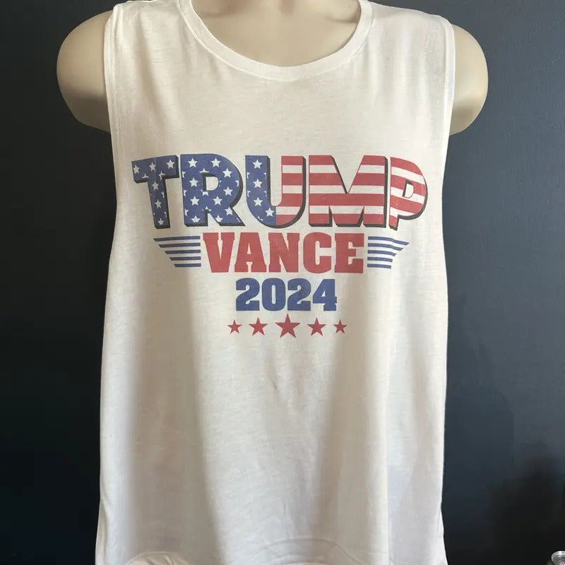 Trump Vance 2024 Flag Ladies Tank Woman's Tank T-Shirts, Hoodie, Sweatshirt | RetroVerseTees.com