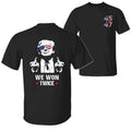 Trump We Won Twice 45th 47th President Shirt, Trump Shirts for Sale, Wins Inauguration 2 Sided Menswear Top Hoodie,...