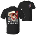 Trump We Won Twice Get Over It 2024 President 47th Shirt, Trump Shirts for Sale, 2 Sided Graphic Printed Unisex Classic...