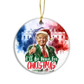 Trump Will Be Home For Christmas 2024 Deck The Hall With MAGA Santa 2024, Patriotic Santa Holiday Ornament, Trump...