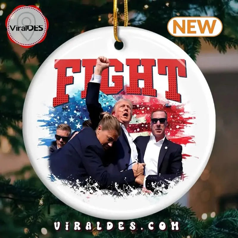 Trump Will Never Stop Fighting Christmas Ornament T-Shirts, Hoodie, Sweatshirt | RetroVerseTees.com