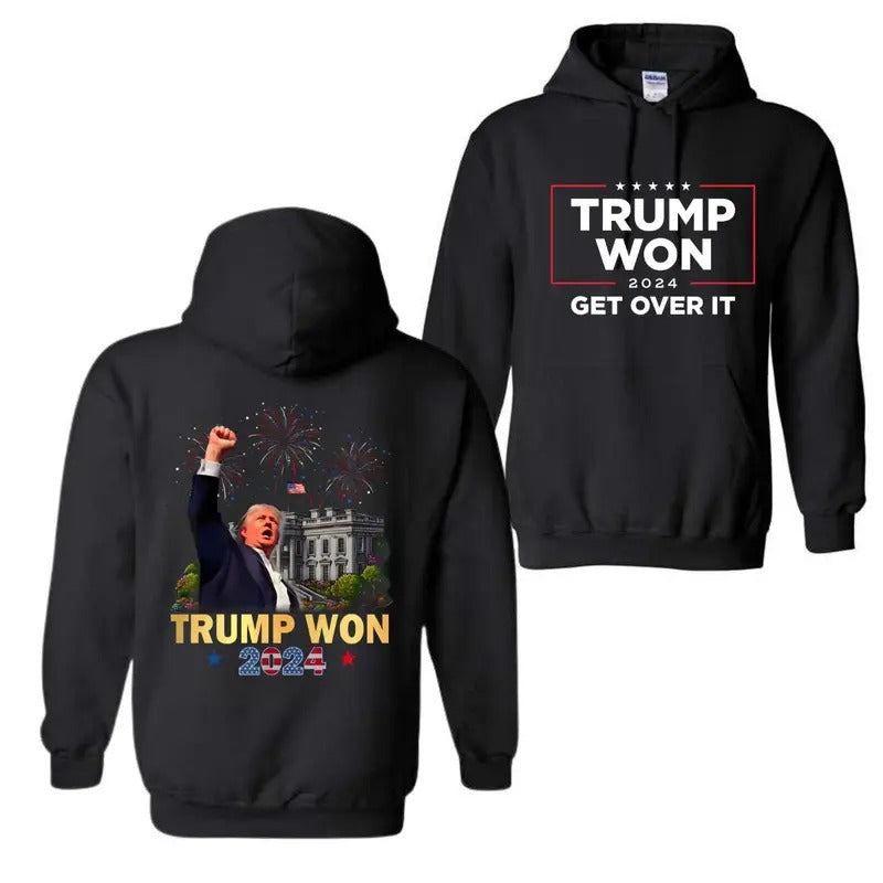 Trump Won 2024 President 47th FOG White House Hoodie, Trump Won Get Over Mouthless cat 2024 Shirt, Wins Inauguration 47,...