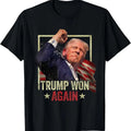 Trump Won Again 2024 Election President 47th American Flag T-Shirt Hoodie, Sweatshirt | RetroVerseTees.com