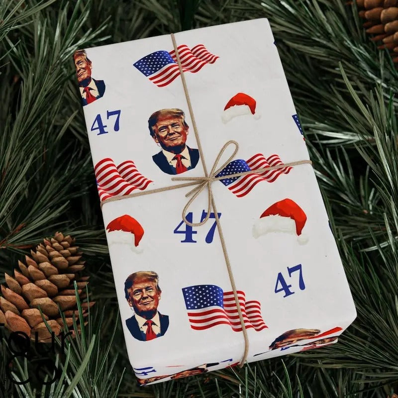 Trump Wrapping Paper, Donald Trump Christmas Paper T-Shirts, Hoodie, Sweatshirt | RetroVerseTees.com