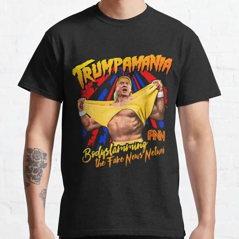 Trump Wrestling Meme Fake News Trumpamania Retro Vintage T-Shirt S-3XL Hoodie, Sweatshirt | RetroVerseTees.com