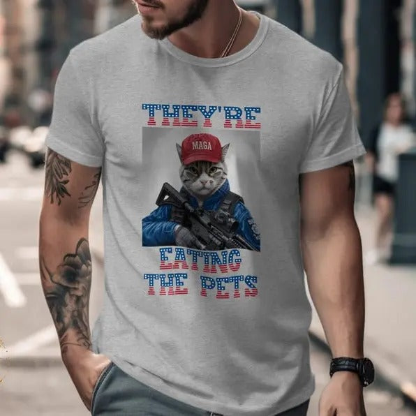 Trump vs Kamala Debate Shirt, They're Eating The Pets, Humorous Political Tee, Pet Lovers Graphic Tee Unique Animal...