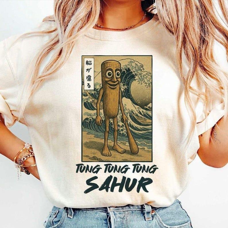 Tung Tung Tung Sahur Brainrot Shirt , Funny Baseball Bat Meme T-Shirt , Ukiyo-e Japanese Style Ramadan Tee Hoodie, Sweatshirt