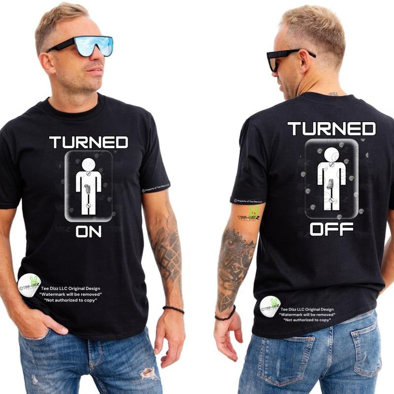 Turned on: Turned off - Men's funny graphic t-shirt- humor Hoodie, Sweatshirt | RetroVerseTees.com