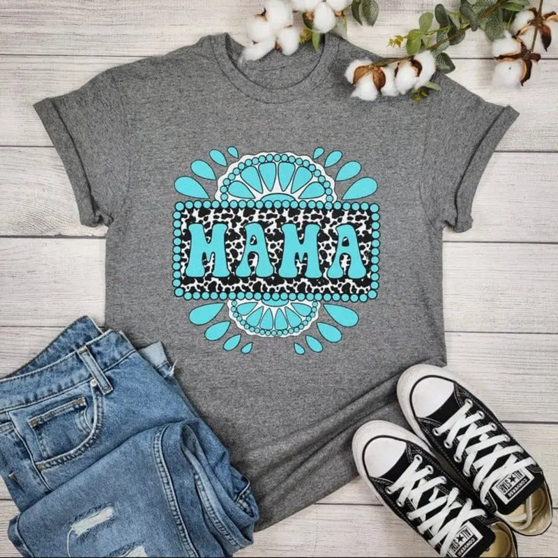 Turquoise Mama Gemstone Graphic Tee Hoodie, Sweatshirt | RetroVerseTees.com