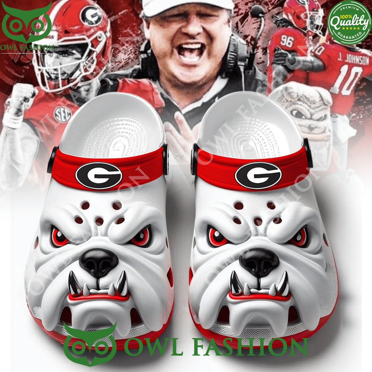 Georgia Bulldogs Angry Mascot White Crocs