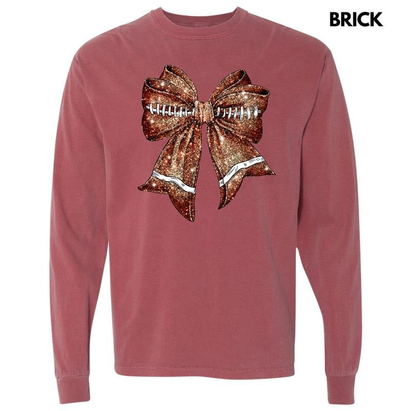 Twinkle Football Bow Long Sleeve Comfort Colors T-Shirt 'NLB' Hoodie, Sweatshirt | RetroVerseTees.com