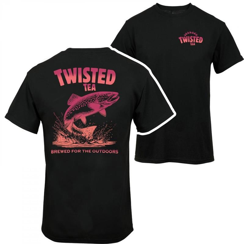 Twisted Tea Out Fishing T-Shirt, Funny 2-Sided Shirt, Cool Gift for Fishermen, Outdoorsmen & Beer Lovers, Men'WB shield...