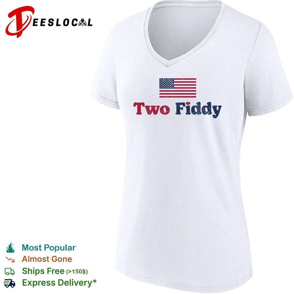 Two fiddy distressed American flag shirt