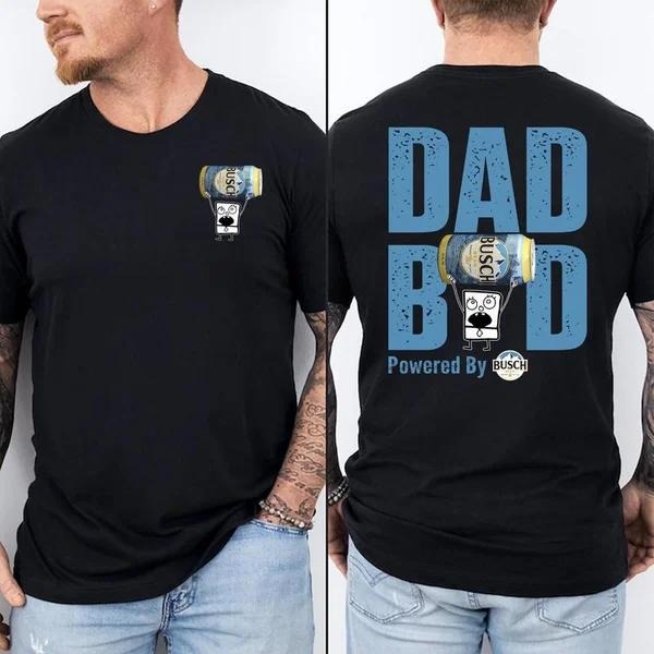 Two-sided Dad Bob Powered By Busch T-shirt, Father's Day Gifts, Doodlebob Papa Tee, Funny Summer Graphic Tee, Trendy...