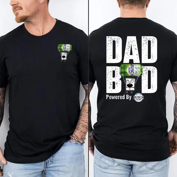 Two-sided Dad Bob Powered By Green Busch Light T-shirts, Father's Day Gifts, Doodlebob Papa Tee, Funny Summer Graphic...