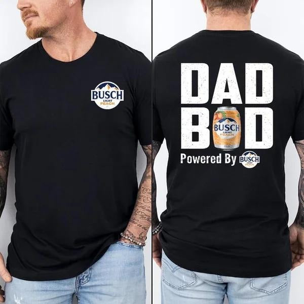 Two-sided Dad Bob Powered By Light Peach T-shirt, Father's Day Gifts, Papa Tee, Funny Summer Graphic Tee, Trendy Outdoors...