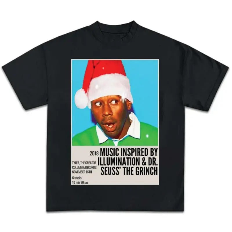 Tyler The Creator Santa Hat Music Graphic Rap Tee Shirt Big Face Merry Christmas Hoodie, Sweatshirt | RetroVerseTees.com
