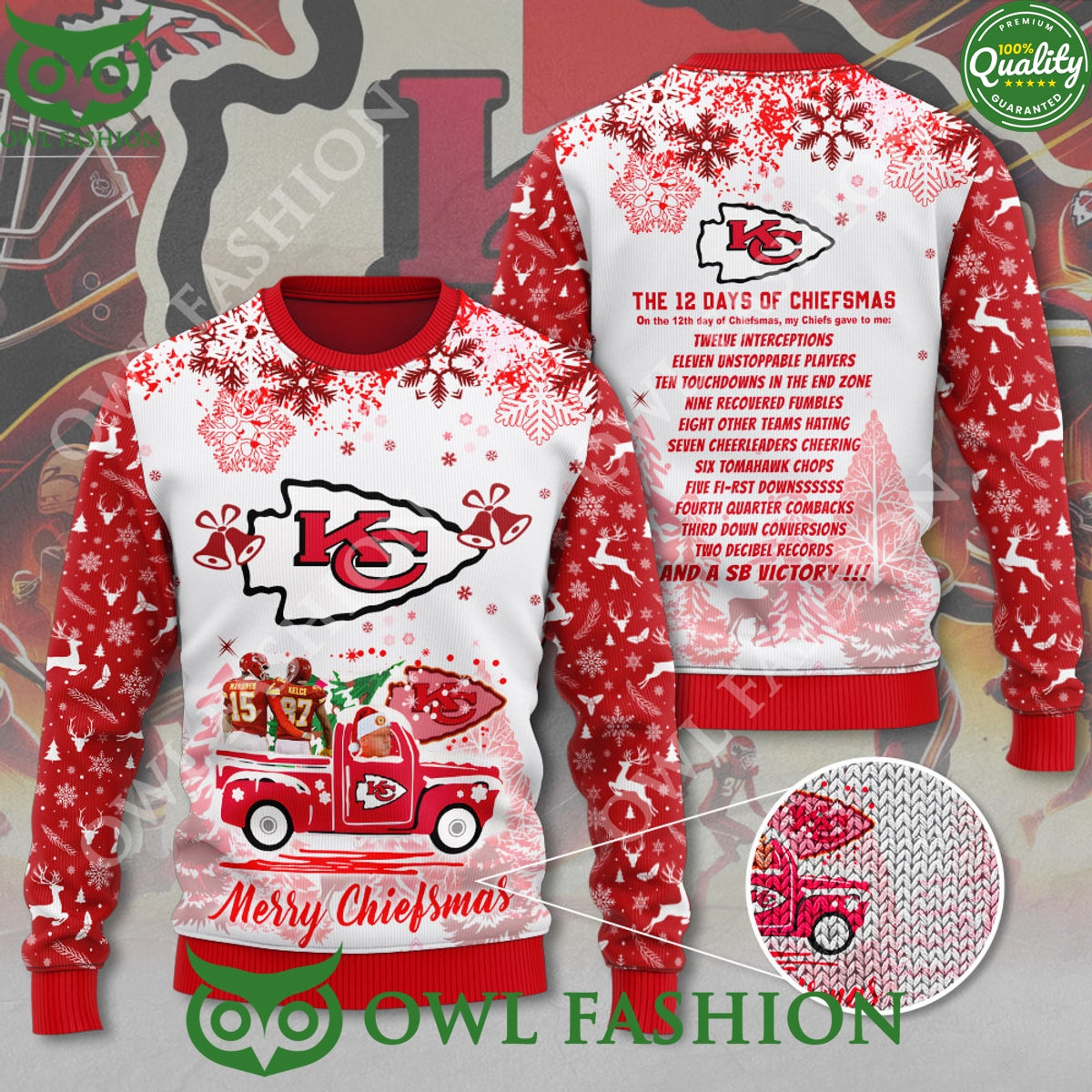 Kansas City Chiefs The 12 Days of Chiefmas 3D Ugly Sweater