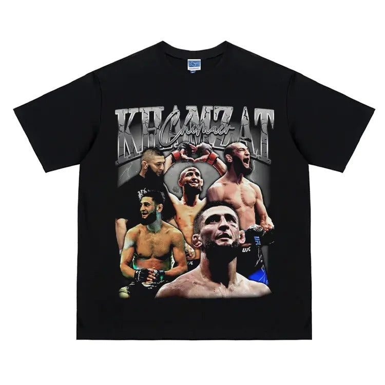 UFC "Khamzat Chimaev" Heavyweight Vintage Tee 100% Cotton OVERSIZED T-shirt Menswear Top Crew Necks Clothing For UFC Fans...