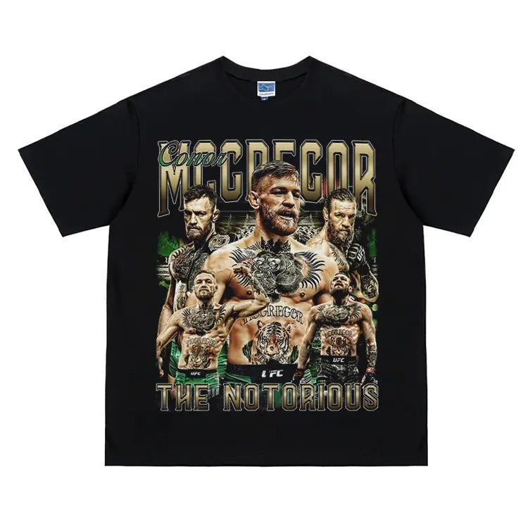 UFC "McGregor" Heavyweight Vintage Tee 100% Cotton OVERSIZED T-shirt Menswear Top Crew Necks Clothing For UFC Fans Casual...