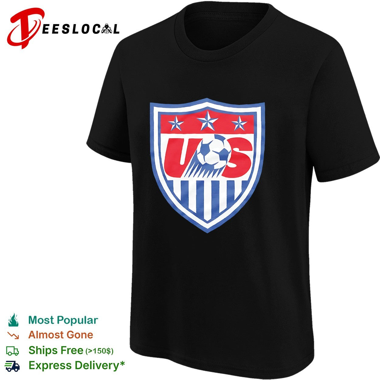US Soccer shield crest three stars shirt