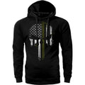 US Thin Green Line Flag Skull Army Hoodie Sweatshirt Cotton Fabric T-Shirts | RetroVerseTees.com