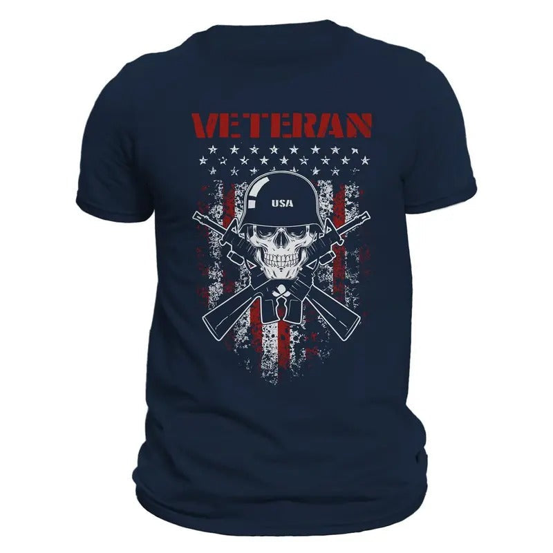 US Veteran USA Helmet Men's T-Shirt Casual Crewneck Classic Cotton Tee with Graphic Design Hoodie, Sweatshirt