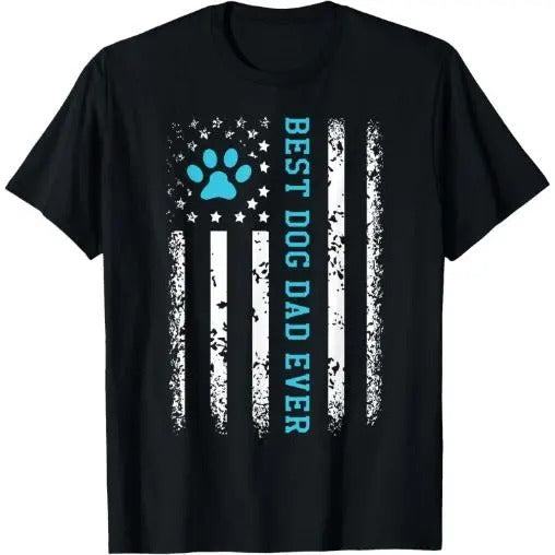 USA Flag Best Dog Dad Ever American Puppy Lover Paw T-Shirt Made in USA Hoodie, Sweatshirt | RetroVerseTees.com
