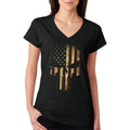 USA Flag Skull Patriotic Women's V-Neck T-Shirt Casual Comfort Hoodie, Sweatshirt | RetroVerseTees.com