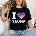 USA Flags Heart I Love Trump T-Shirt | Cotton 100%, Crewneck, Top Womenswear Hoodie, Sweatshirt | RetroVerseTees.com