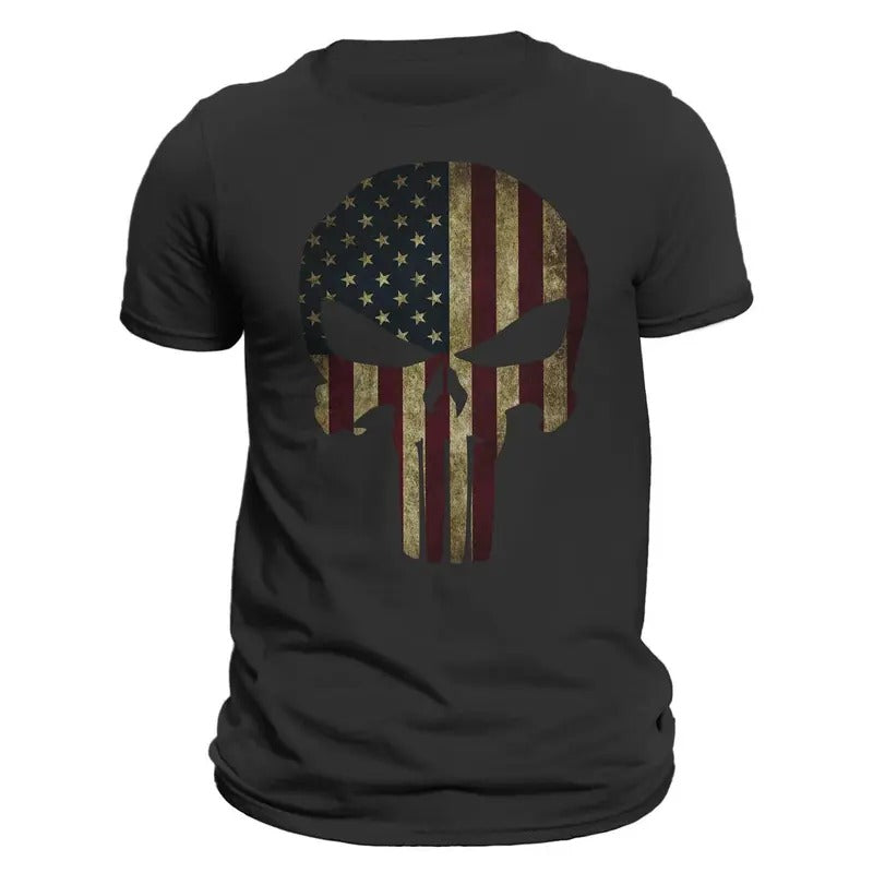 USA Patriotic American Flag Skull Tactical Men's T-Shirt Hoodie, Sweatshirt | RetroVerseTees.com