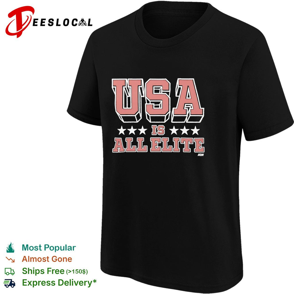 USA is all elite AEW wrestling promotional logo shirt