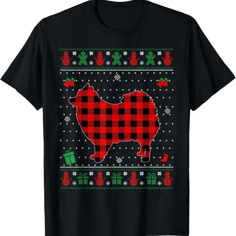 Ugly Christmas Red Plaid Pomeranian Dog Lover Matching Pj T-Shirt Hoodie, Sweatshirt | RetroVerseTees.com