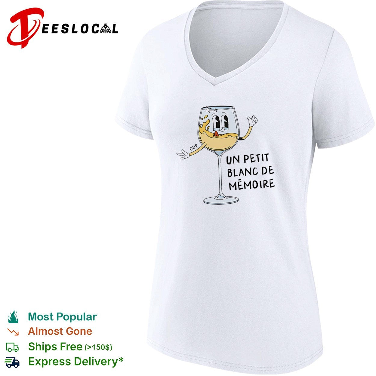 Un Petit Blanc de Memoire Wine Glass Character Cartoon Shirt