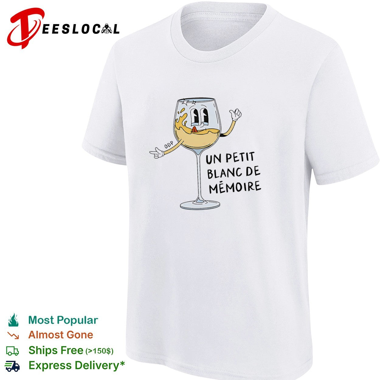 Un Petit Blanc de Memoire Wine Glass Character Cartoon Shirt