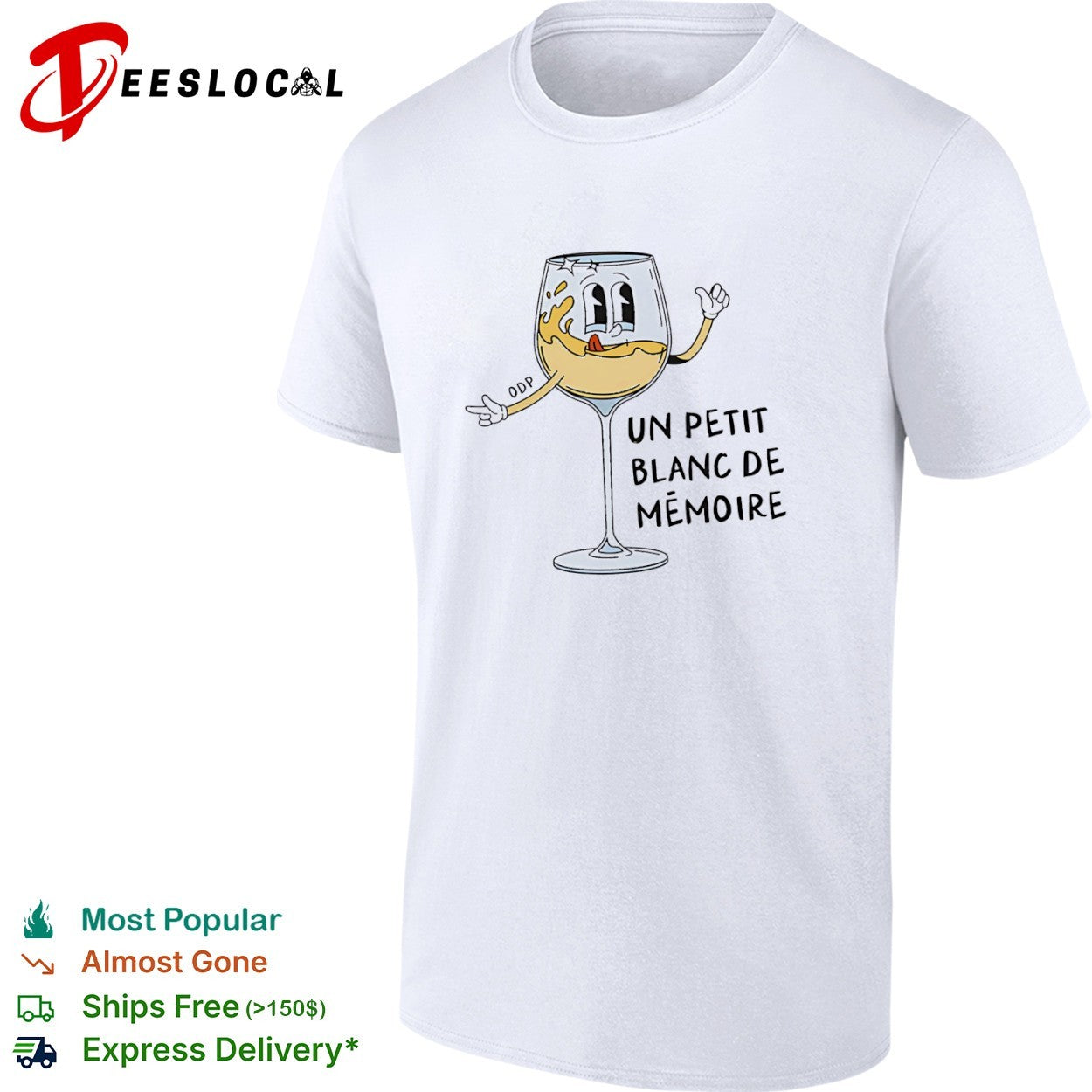 Un Petit Blanc de Memoire Wine Glass Character Cartoon Shirt