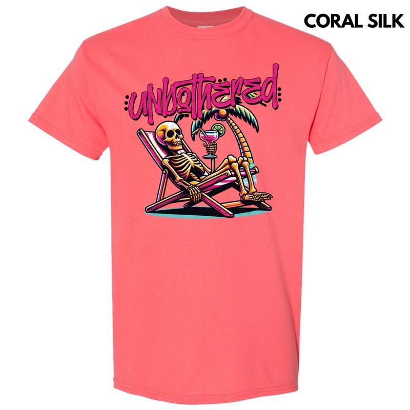 Unbothered Skeleton Gildan Short Sleeve T-Shirt Hoodie, Sweatshirt | RetroVerseTees.com