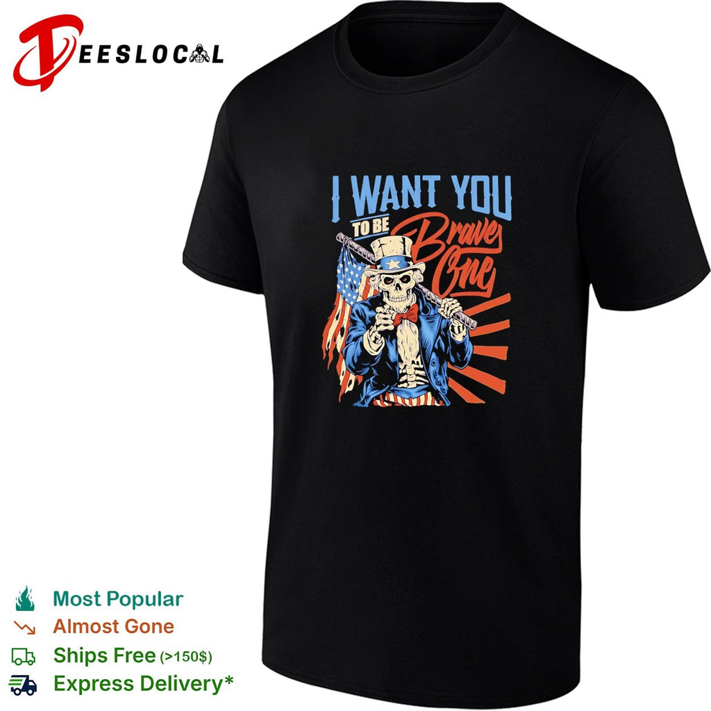 Uncle Sam skeleton I want you to be Braves One Atlanta Braves baseball bat shirt