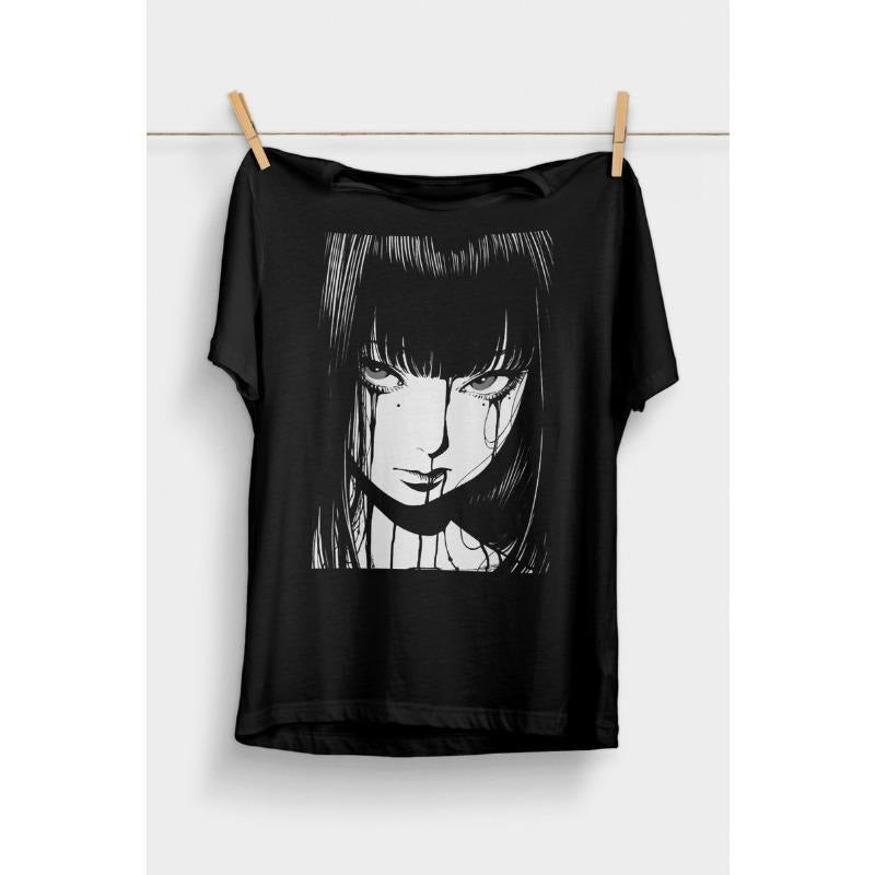 Unisex 90s Anime Manga Girl T-Shirt | Japanese Horror | Alt TNF | Anime TNF | Grunge Clothing | Harajuku Streetwear Shirt...