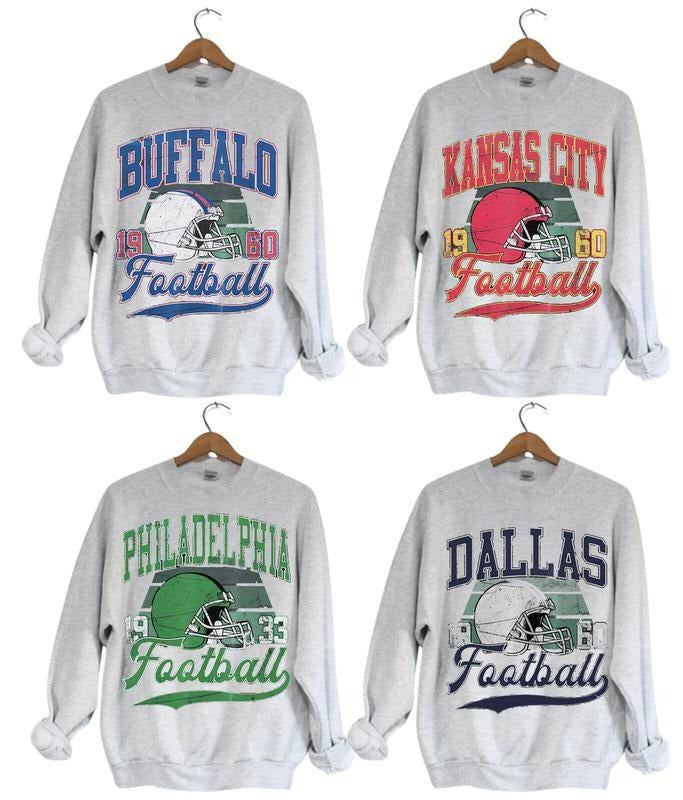 Unisex All Teams Football Ash Grey Sweatshirt, Vintage Football Sweatshirt All Teams, Sport Classic Sweatshirt, Gift For...