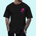 [Unisex Cotton Shirt] Pink Pocket Palm Tree Cute Hawaiian Summer Vacation Gift T-Shirt Hoodie, Sweatshirt