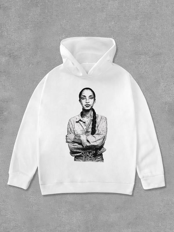 Unisex Graphic Print Hoodie, Casual Long Sleeve Hooded Sweatshirt for Fall & Winter, Women'WB shield TNF for Daily Wear...