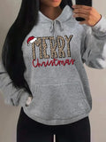 Unisex Letter Print Merry Christmas Hoodie, Casual Comfort Basic Long Sleeve Hooded Sweatshirt for Fall & Winter, Men &...