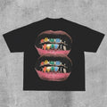 Unisex Loose Lip Print Cotton Graphic T-Shirt Hoodie, Sweatshirt | RetroVerseTees.com
