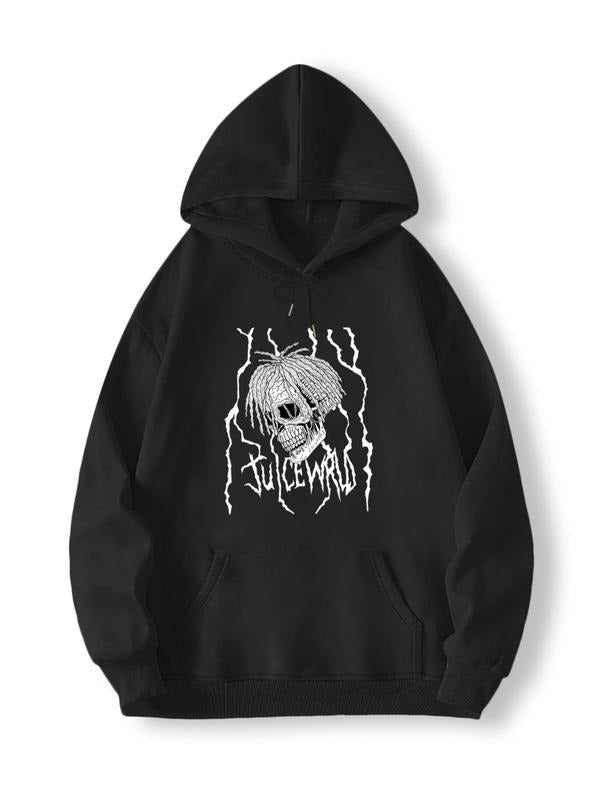 Unisex Men'WB shield Cartoon Skull Print Drop Shoulder Hoodie, Essentials Hoodie, Fashion Casual Regular Fit Letter...