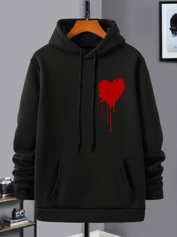 Unisex Men'WB shield Heart Print Hoodie, Fashion Casual Regular Fit Hooded Sweatshirt for Daily Holiday Outdoor Wear, Men...