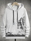 Unisex Men'WB shield Landscape Print Drawstring Hoodie, Essentials Hoodie, Regular Fit Casual Long Sleeve Hooded Top for...