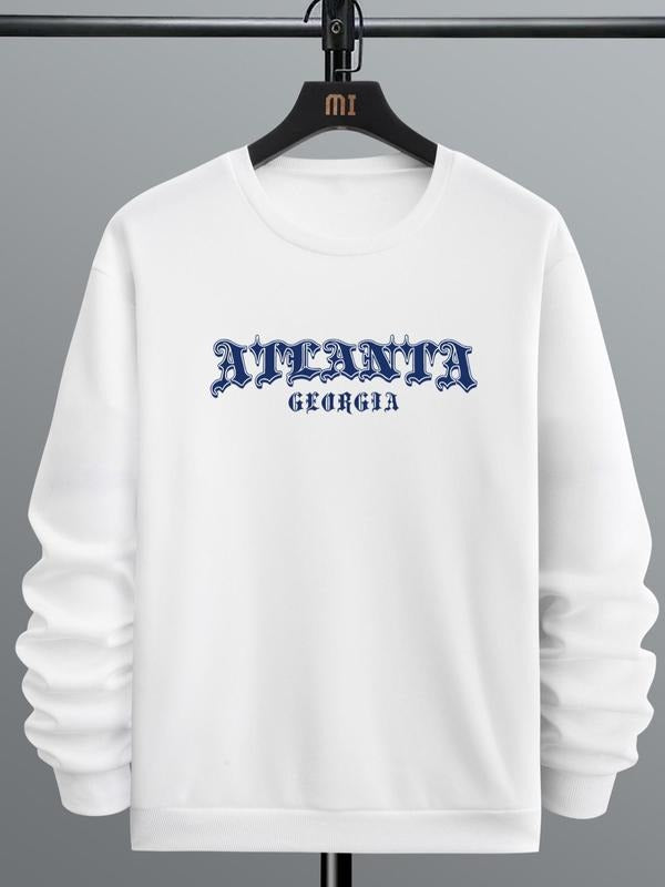 Unisex Men'WB shield Letter Graphic Drop Shoulder Sweatshirt, Essentials Sweatshirt for Spring & Fall, White Crew Neck...